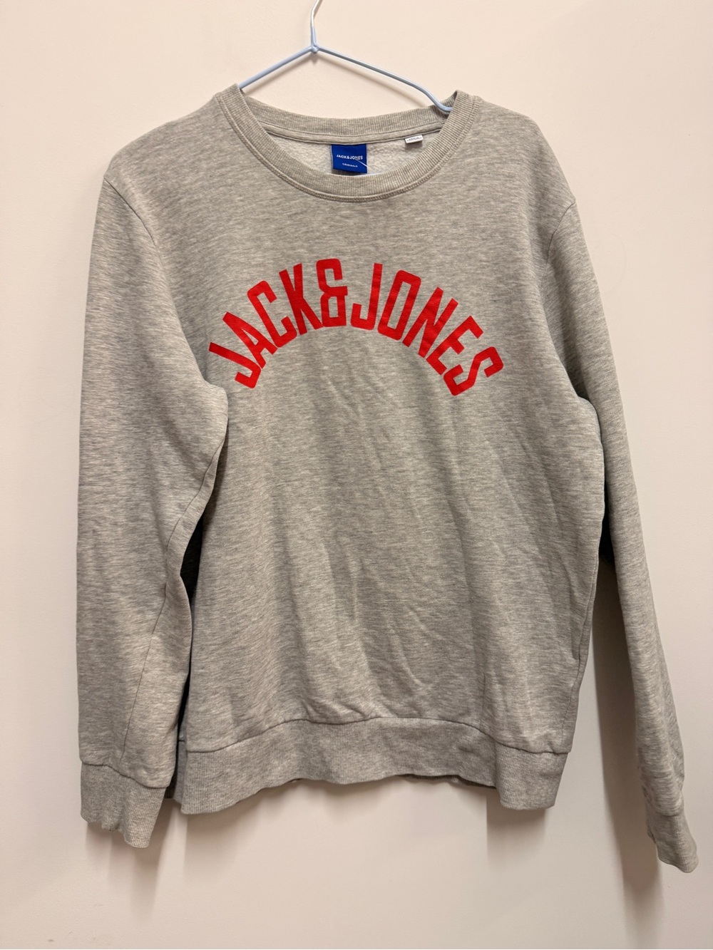 Jack & Jones Light Gray Crewneck Sweatshirt with Blue Tag